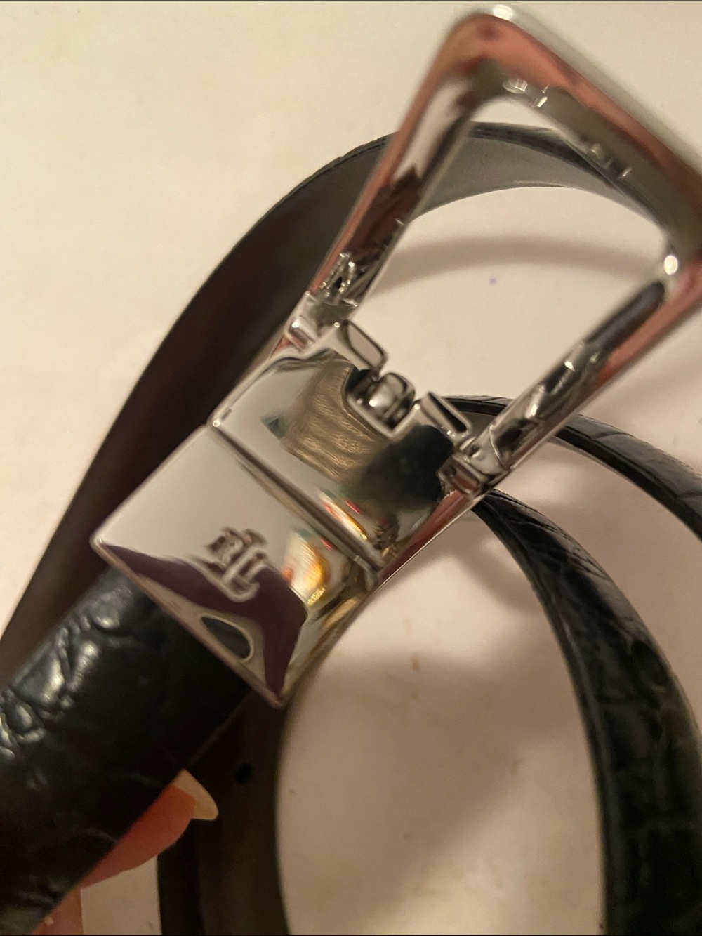 LRL Black/ Brown Reversible Leather Slim Belt with Silver & Gold Buckle sz 34